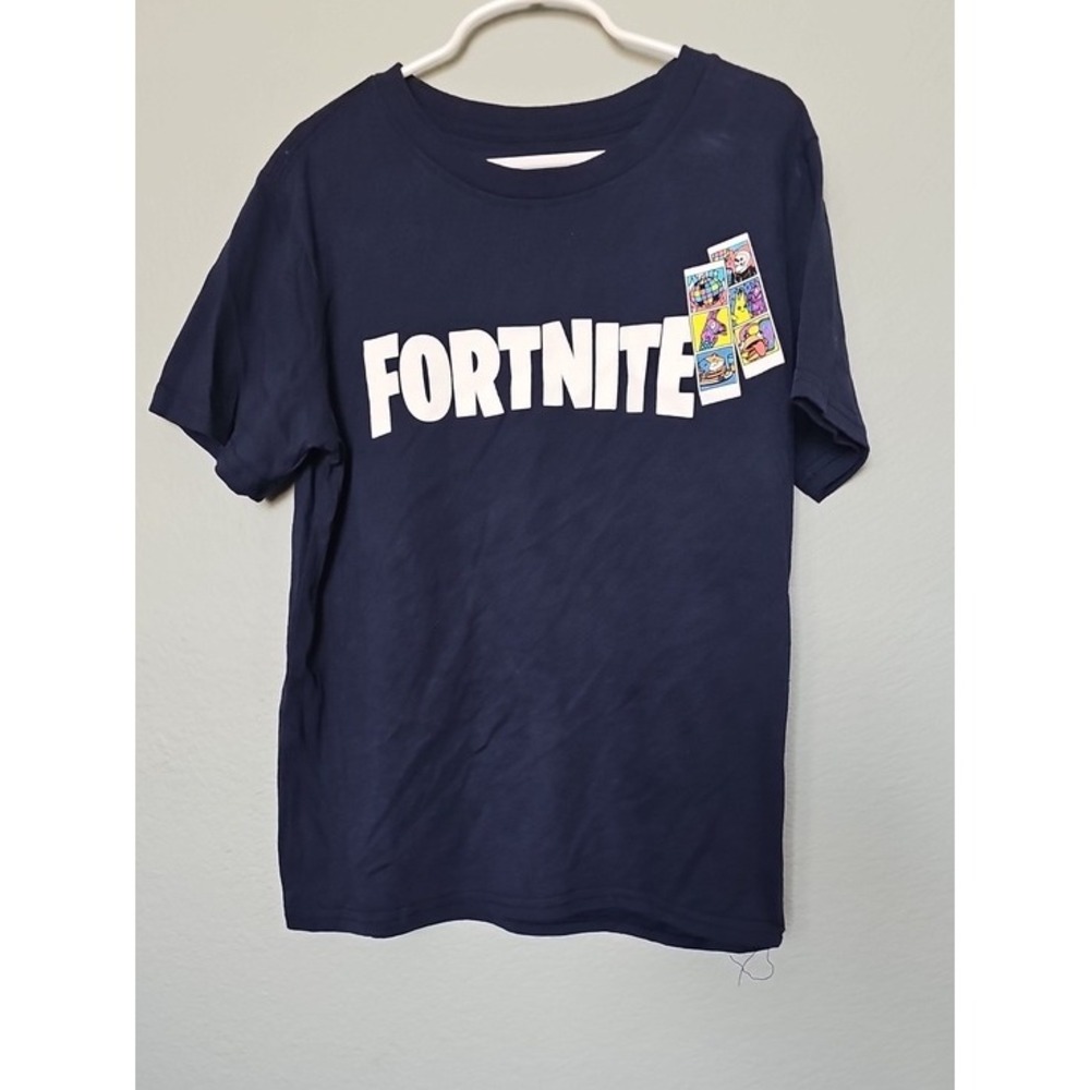 Fortnite Mad Engine Kids Medium Navy Blue Graphic T-Shirt Peely Llama